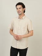 Crocodile Men Beige Woven Shirt