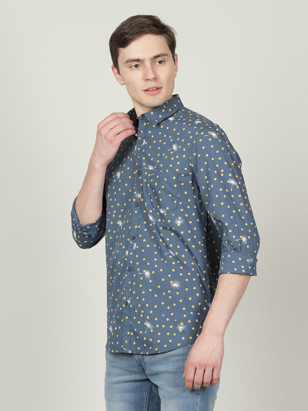 Crocodile Teal Slim Fit Shirt