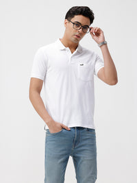Solid White Slim Fit Polo T-Shirt