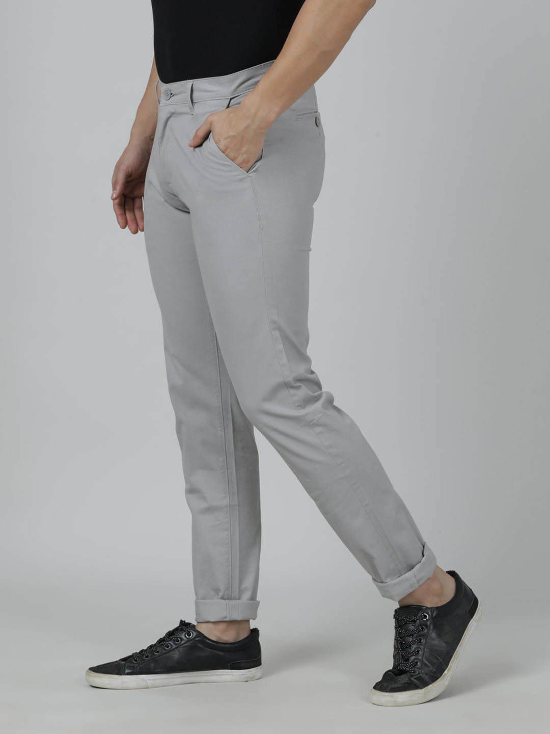 Crocodile Trim Fit Grey Trouser for Men