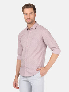 Casual Full Sleeve Slim Fit Printed Light Light Purple with Collar Shirt for Men