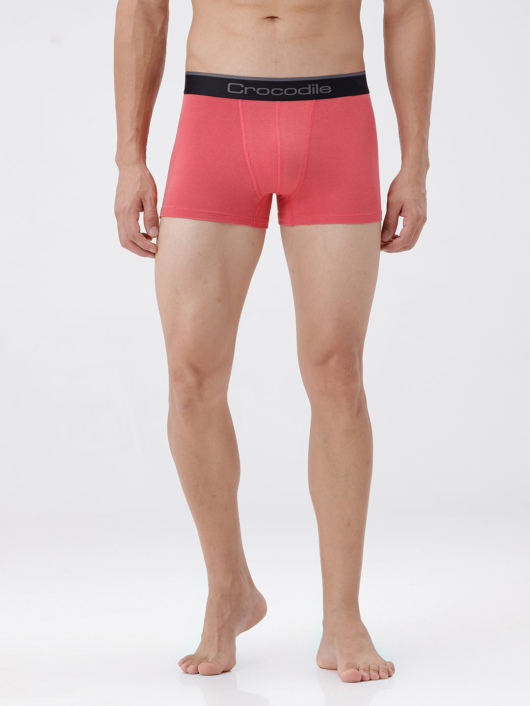 Red boxer briefs with a black waistband featuring 'Crocodile' branding on a white background.