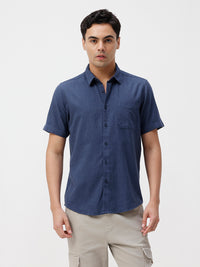Melange Shirt Solid Blue