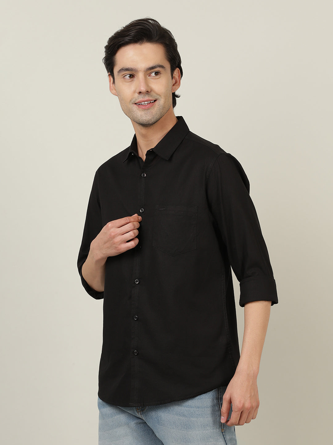 Crocodile Men Solid Black Shirt