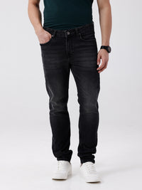 Men's Dark Grey Slim Fit Denim Jeans With Stretch Cotton Fabric And A Natural Fade Wash For Everyday Wear