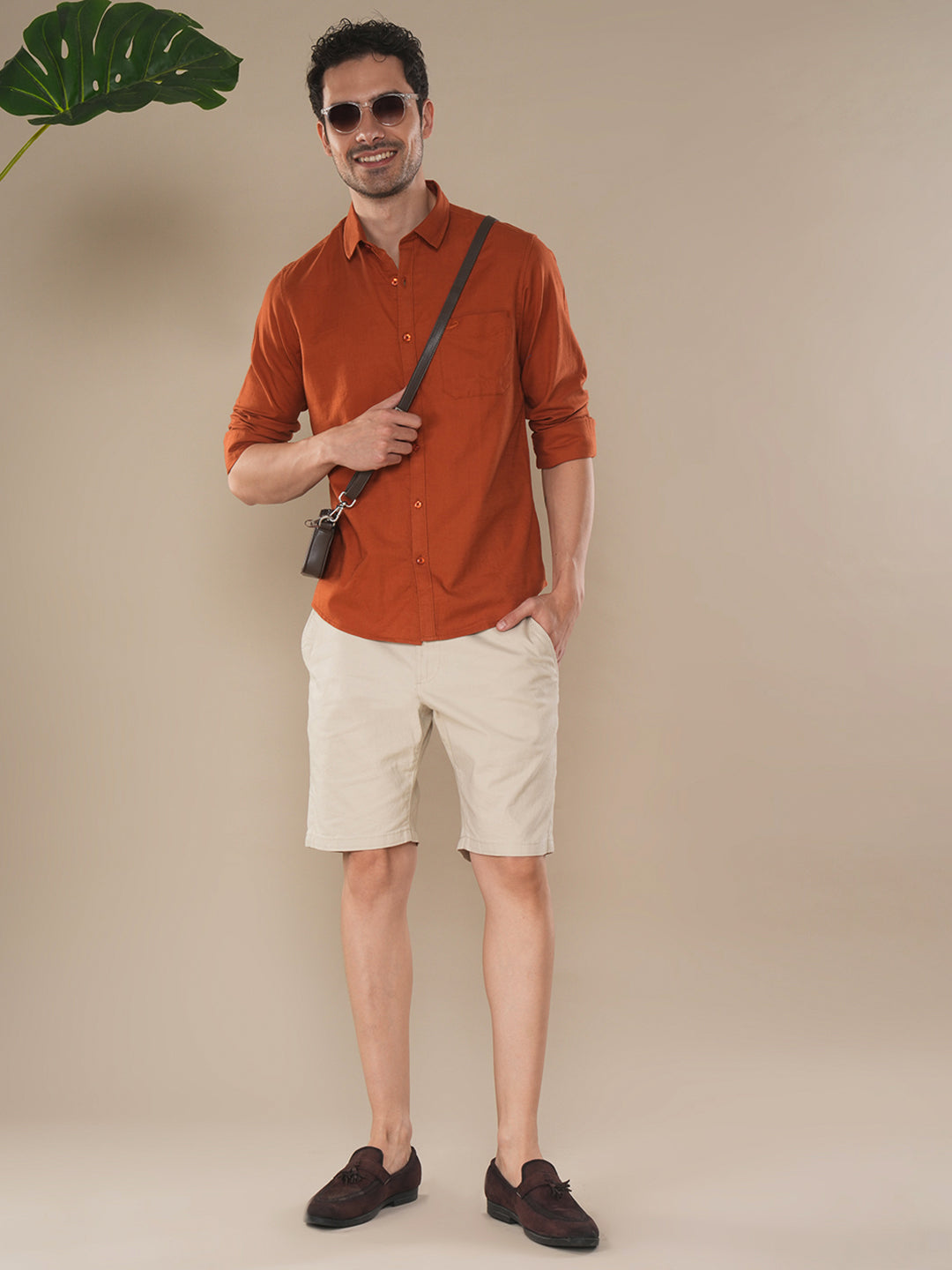 Crocodile Brown Slim Shirts for Men