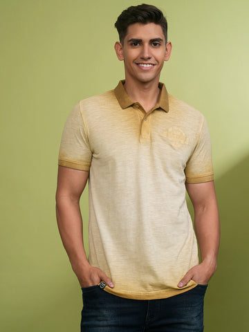 Reverse Garment Dyed Polo Shirt In Golden Yellow