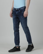 Casual Solid Slim Tapered Medium Blue Denim Jean