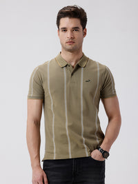 Wood All Over Print Slim Fit Polo T-Shirts
