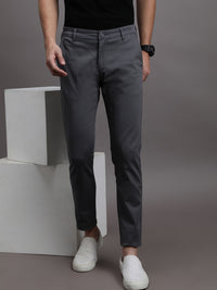 Solid Dark Grey Casual Trouser