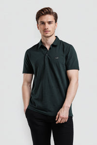 Dark Green Majic Broken Stripe Jacquard Polo T-Shirt