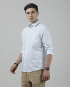 Casual Full Sleeve Slim Fit Printed Shirt Sky Blue for Men