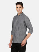 Crocodile Casual Full Sleeve Comfort Fit Stripes Dark Navy with Collar Shirt for Men