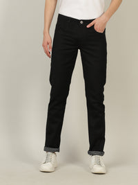 Black Solid Mid Rise Slim Fit Jean