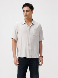Light Grey Solid Relaxed Fit Casuals Shirts