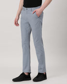 Casual Trousers Slim Fit Solid Blue for Men