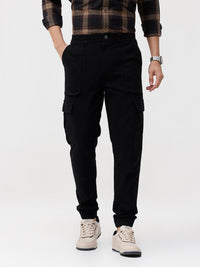 Black Solid Jogger Fit Joggers