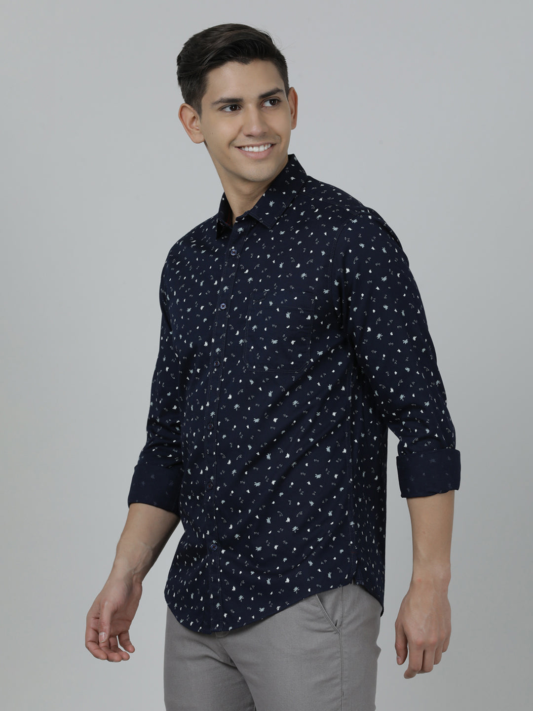 Crocodile Navy Full Sleeve Slim Fit Shirt