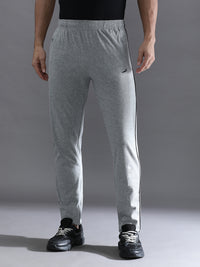 Solid Grey Melange Slim Fit Track Pant
