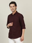 Crocodile Men Solid Maroon Casual Shirt