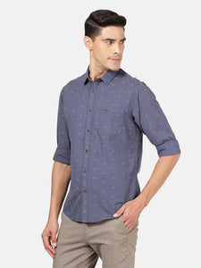 Casual Full Sleeve Comfort Fit Printed Navy with Collar Shirt for Men