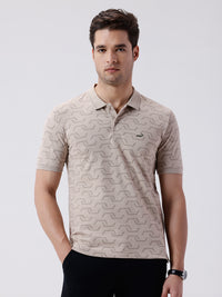 All Over Printed Subtle Texture Polo T-Shirt