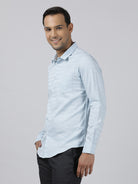 Casual Light Blue Full Sleeve Regular Fit Solid Shirt with Collar for Men