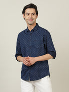 Crocodile Men Indigo AOP Casual Shirt