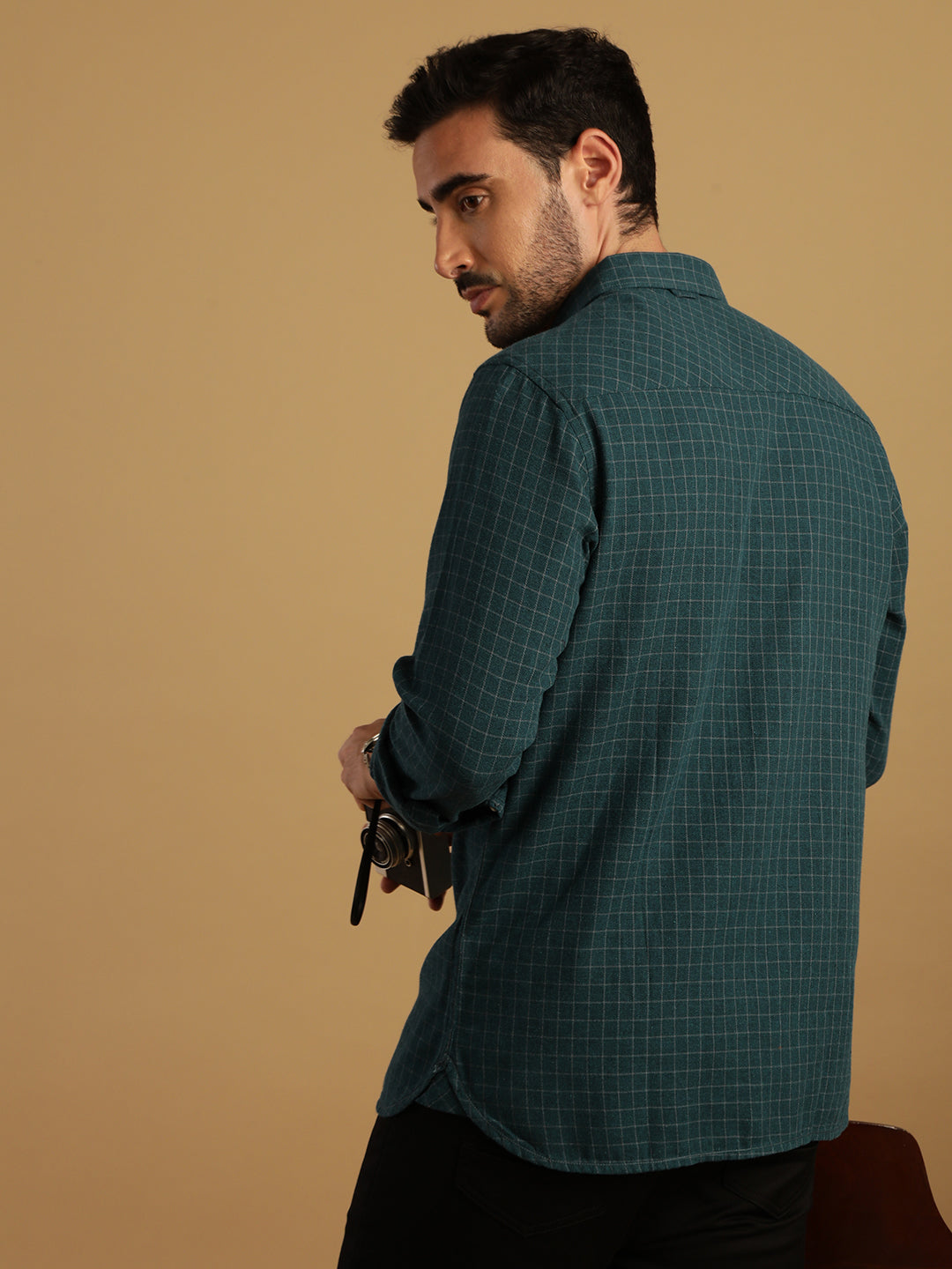 Crocodile Melange Window Checks Shirt