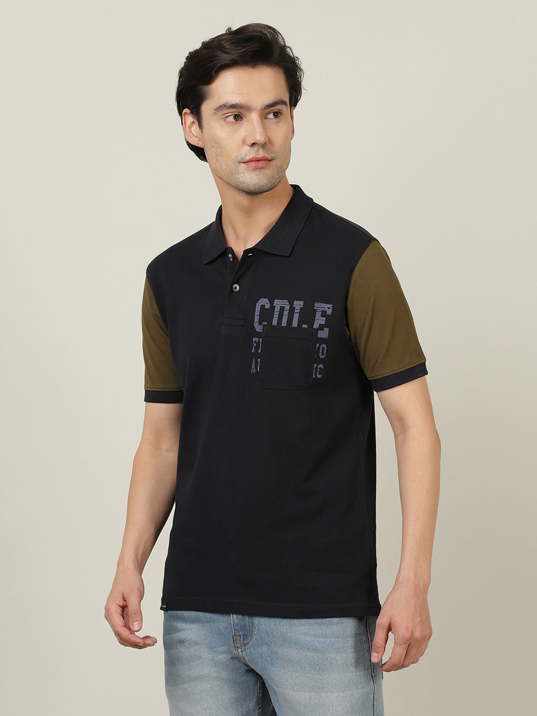 Crocodile Men Contrast Slim Fit Polo T-Shirt