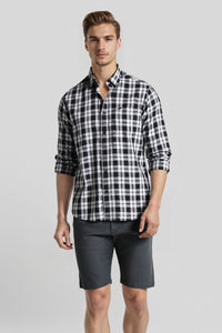 Woven Fabric Casual Shirt In Black/White With Superior Comfort