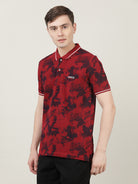 Crocodile Men Red Printed Polo T-Shirt