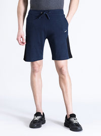 Solid Navy Melange Slim Fit Track Shorts