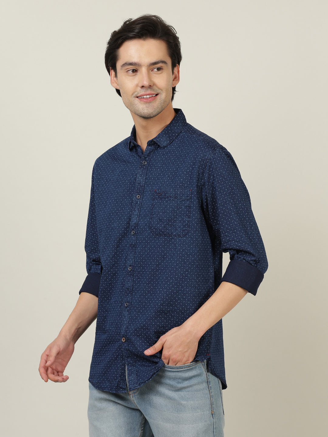 Crocodile Men Indigo Slim Fit Casual Shirt