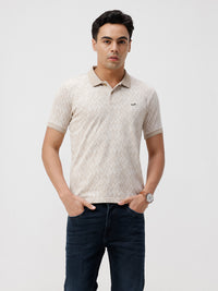 Light Brown Structure Slim Fit Polo T-Shirts