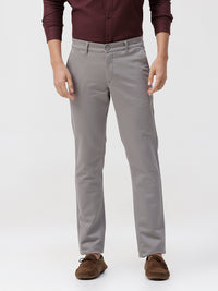Grey Solid Slim Fit Trousers