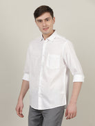 Crocodile Men Solid White Regular Fit Shirt