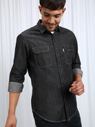 Rugged Black Denim Shirt