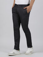 Casual Slim Fit Printed Black Trousers for Men