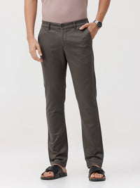 Dark Grey Solid Slim Fit Trousers