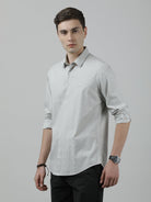 Casual Grey Full Sleeve Comfort Fit Solid Shirt with Collar for Men