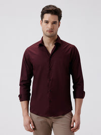 Men's Mercerized Stretch Cotton Brown Shirt With A Smooth Sheen For Smart Occasions