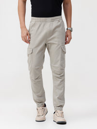 Beige Solid Jogger Fit Joggers