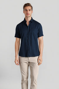 Navy Premium Cotton Casual Shirt With Superior Comfort