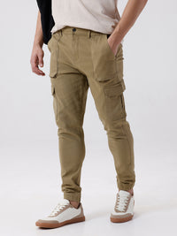 Khaki Solid Jogger Fit Joggers