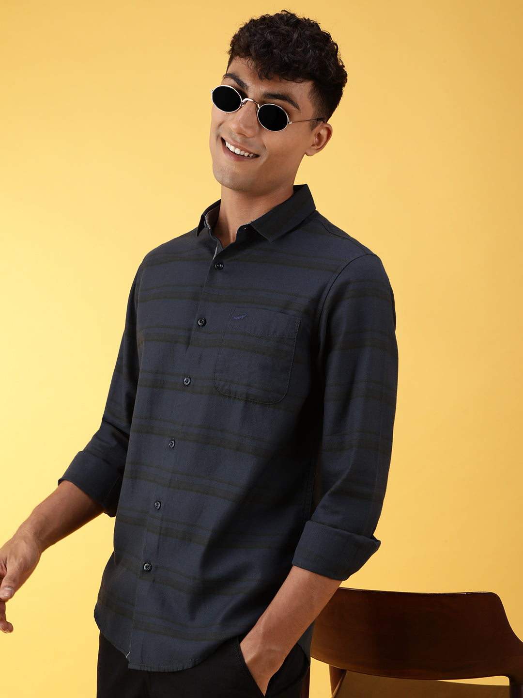 Tonal Stripe Fabric Dyed Shirt