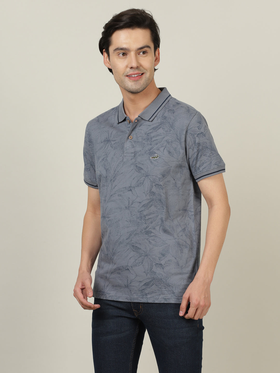 Crocodile Men Navy Pure Cotton T-Shirt