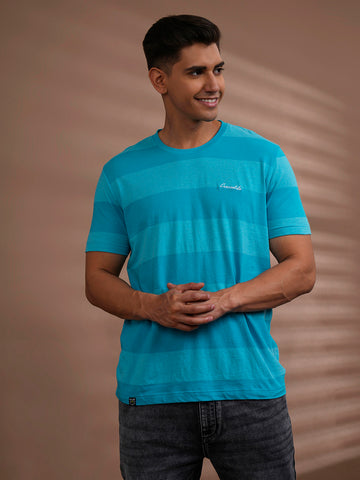 Over Dyed Striped T-Shirt In Maui Blue