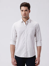 Men's Pure Cotton Striped Shirt With Textured Fabric For A Fresh Summer Look