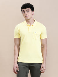 Yellow Solid Polo T-Shirt with Pocket